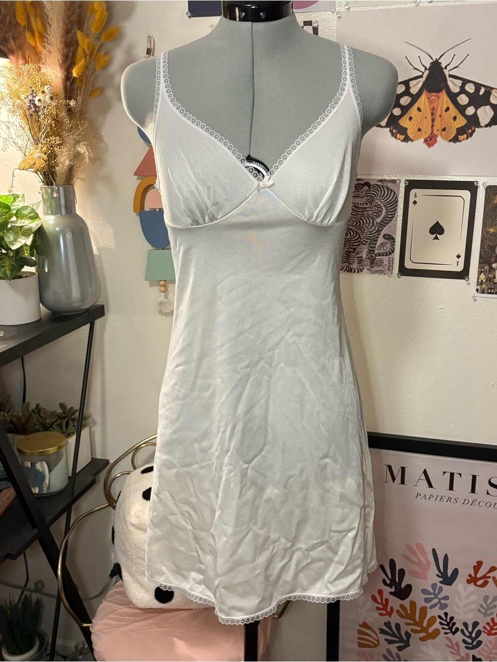 Vassarette Satin & Lace Slip - XS-S